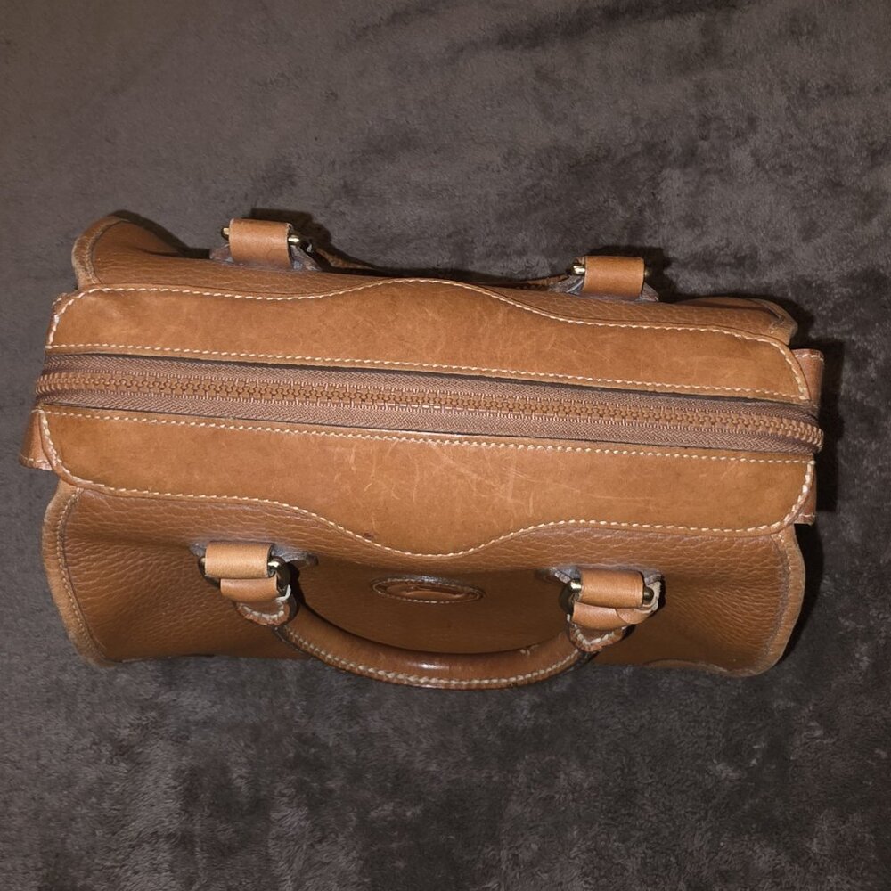 Vintage Dooney & Bourke Gladstone Satchel British Tan All Weather Leather AUTH - Picture 13 of 16